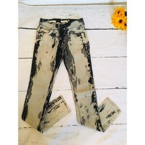 80's Style Acid Wash High Rise Skinny Twig Silence + Noise Sz 26 Black‎ & White